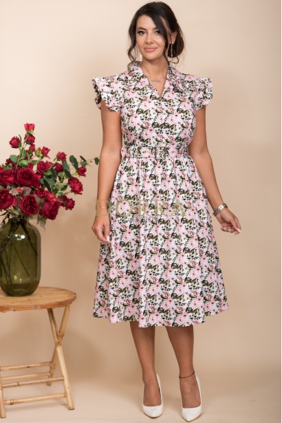 Rochie Luisa din bumbac, cu captuseala si curea